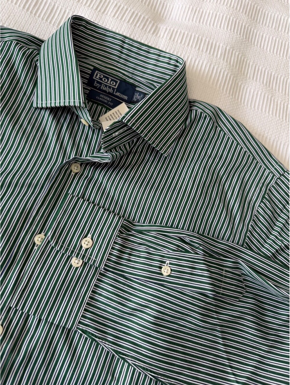 NWT Polo Ralph Lauren Regent Classic Fit Green Striped Dress Shirt SZ 16 32/33 L